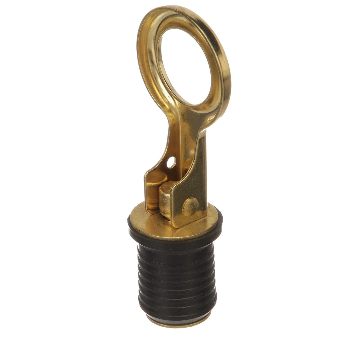 Attwood 7524A7 Tapón de Drenaje con Mango a presión, para desagües de 1 Pulgada de diámetro, se bloquea en su Lugar, Mango de latón, tapón de Goma
