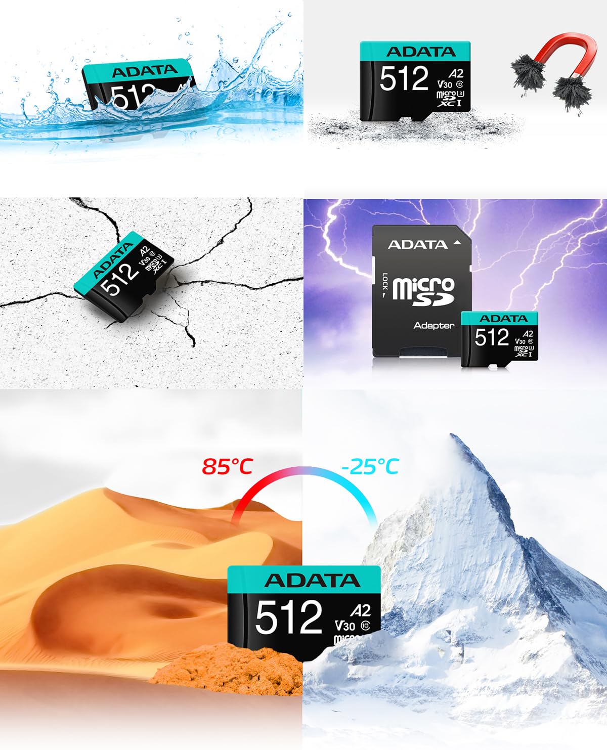ADATA Premier Pro Tarjeta de Memoria MicroSD de 512GB MicroSDXC/SDCH UHS-I U3 Class 10 (V30S) A2