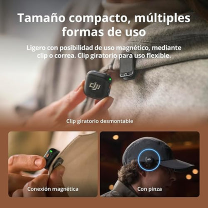 Transmisor DJI Mic 3, Micro inalámbrico Mini para iPhone/cámara/Android | Ligero e intuitivo, micrófono lavalier, flotante de 32 bits, código de tiempo integrado, vlog, entrevistas y streaming