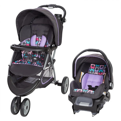 Baby Trend EZ Ride 35 Sistema de Viaje con Carriola y Asiento para Automóvil Infantil para Recién Nacidos de 1.8 a 15.9 kg, Asiento Reclinable Acolchado, Toldo Grande, Sophia