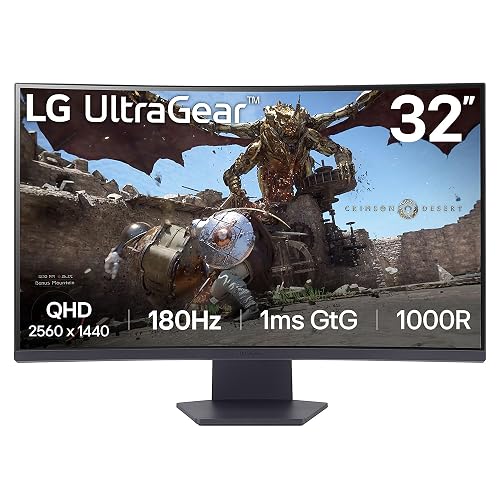 LG Monitor Ultragear Gaming Curvo 31.5" 180Hz QHD, 32GS60QC-B (2560 x 1440), Tiempo de Respuesta de 1ms (GTG), Contrast Ratio de 3000:1