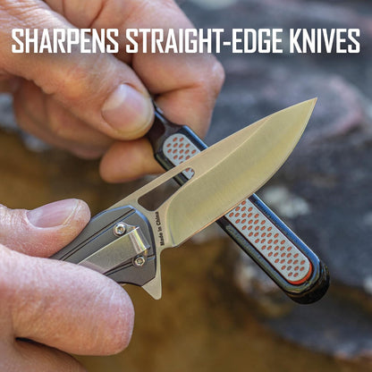 Smith's 50047 Edgesport - Afilador de cuchillo y punta ancha - Afilador portátil - Afilador de herramientas de caza y tiro con arco - Bolsa de transporte - Carburo y piedra de diamante - Afilador de