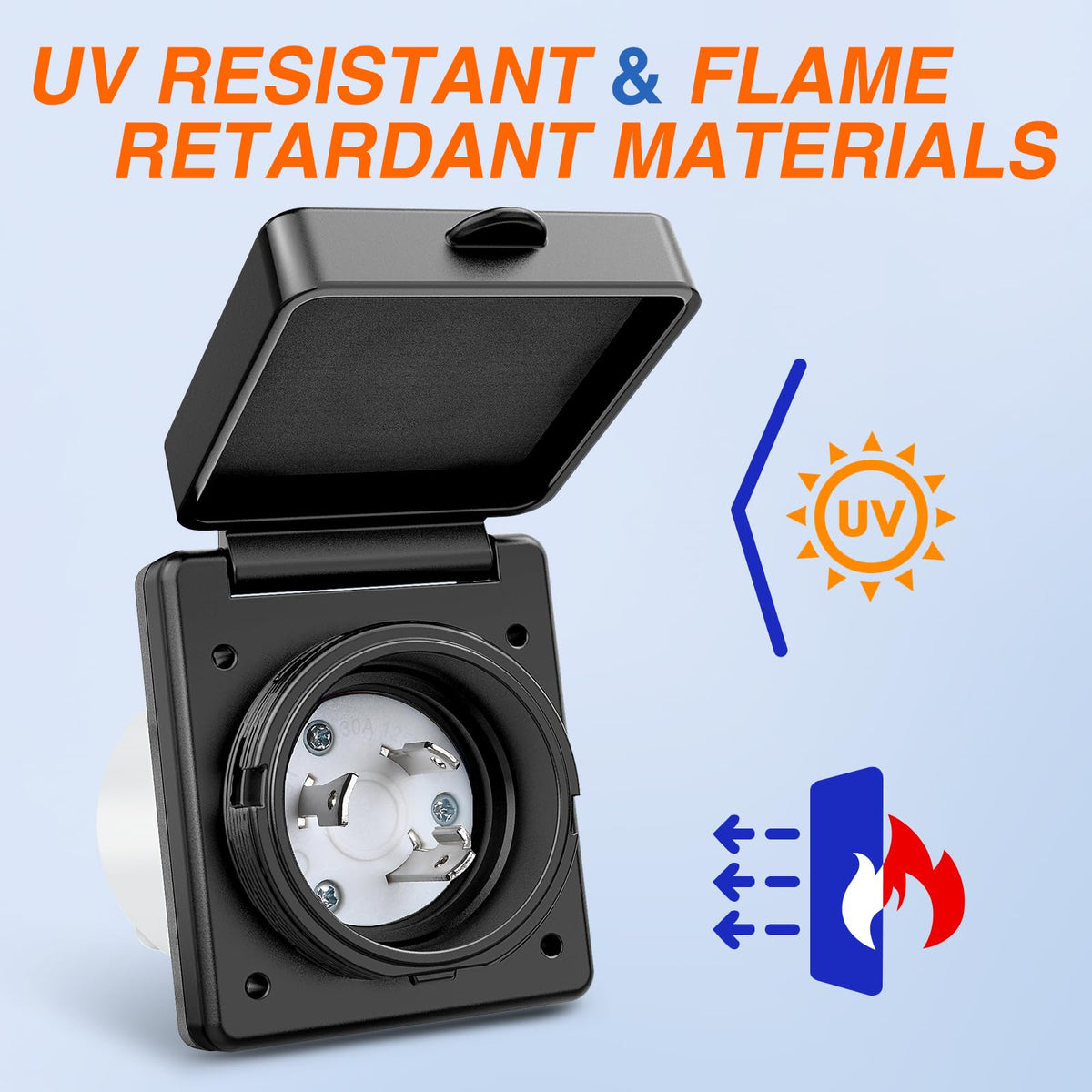 Nilight - Receptáculo de 30 amperios para autocaravana, 125 V, con bloqueo giratorio, NEMA L5-30P, caja de entrada con enchufe macho con brida cerrada y cerrada, con tapa para caravana, caravana,