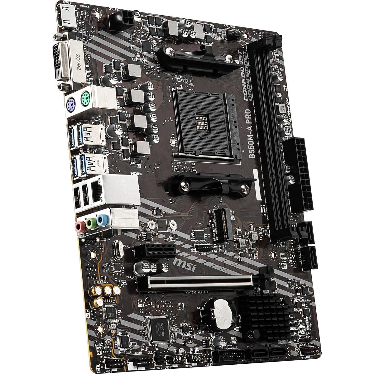 MSI - Tarjeta Madre - B550M-A PRO - MATX - Socket AM4 - CPU (MAX SOPORTADO) RYZEN 9 - 2.5G LAN/Puertos de Audio -HDMI - 2 DIMM - Memoria Máxima DDR4 (64GB) - Para AMD