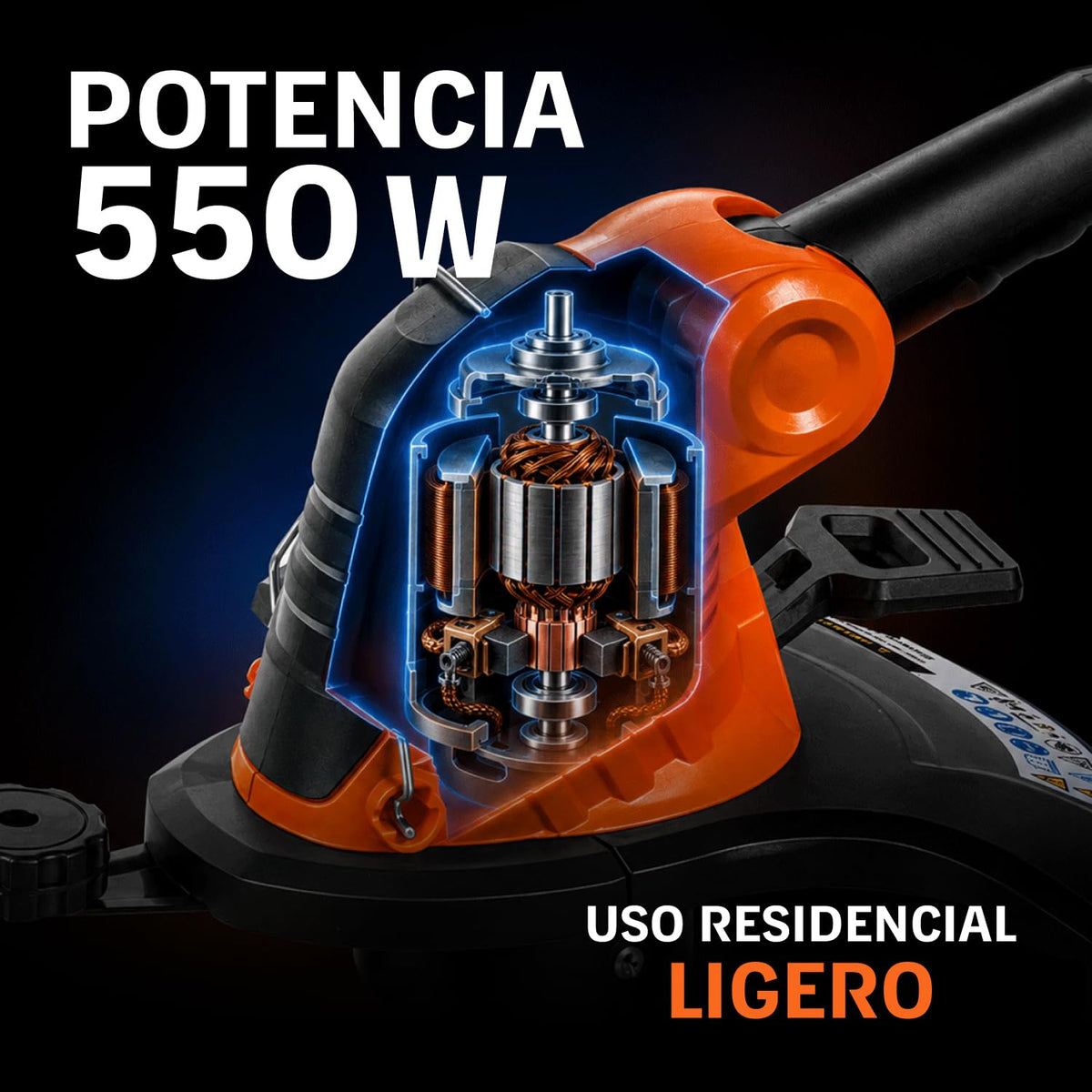 TRUPER DES-550, Desbrozadora eléctrica 550 W Mango D, 13" de Corte