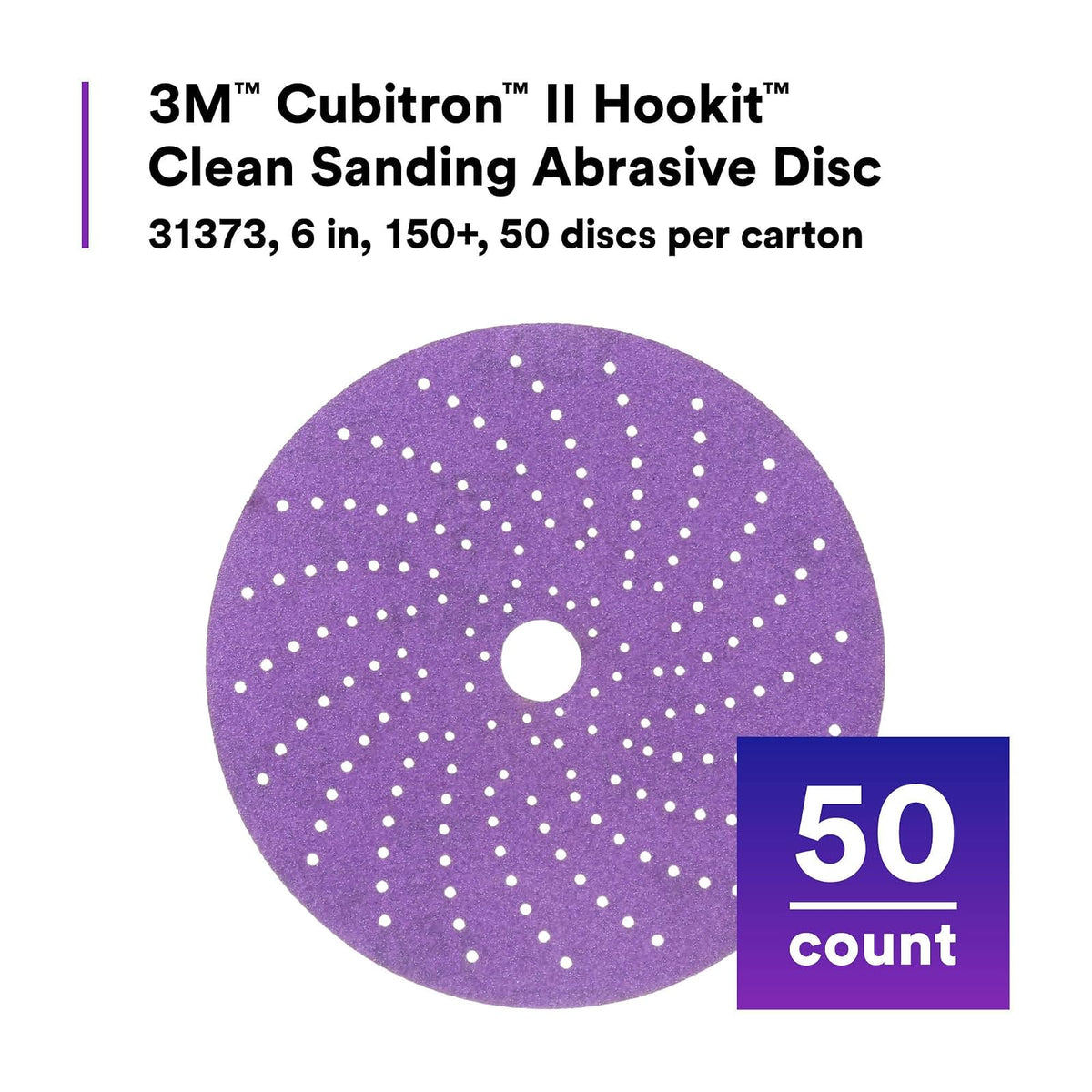 Hookit 3M Cubitron II Disco Púrpura G + '' Automotriz | 50 discos, prácticamente sin polvo, múltiples orificios, alto rendimiento, larga duración