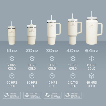 Stanley Quencher H2.0 FlowState - Vaso de acero inoxidable aislado al vacío con tapa y popote para agua, té helado, café, licuados y más, negro, 1900 ml.