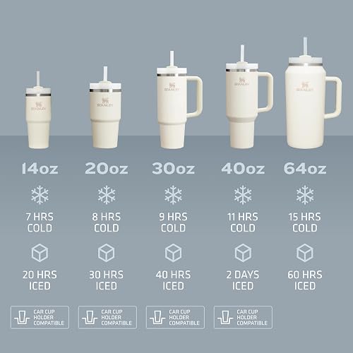 Stanley Quencher H2.0 - Vaso con popote de 14 onzas, tapa giratoria de 3 vías, compatible con portavasos para viajes, taza de acero inoxidable aislada, sin BPA, negro 2.0