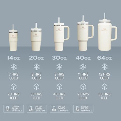 Stanley Quencher H2.0 - Vaso con popote de 14 onzas, tapa giratoria de 3 vías, compatible con portavasos para viajes, taza de acero inoxidable aislada, sin BPA, negro 2.0