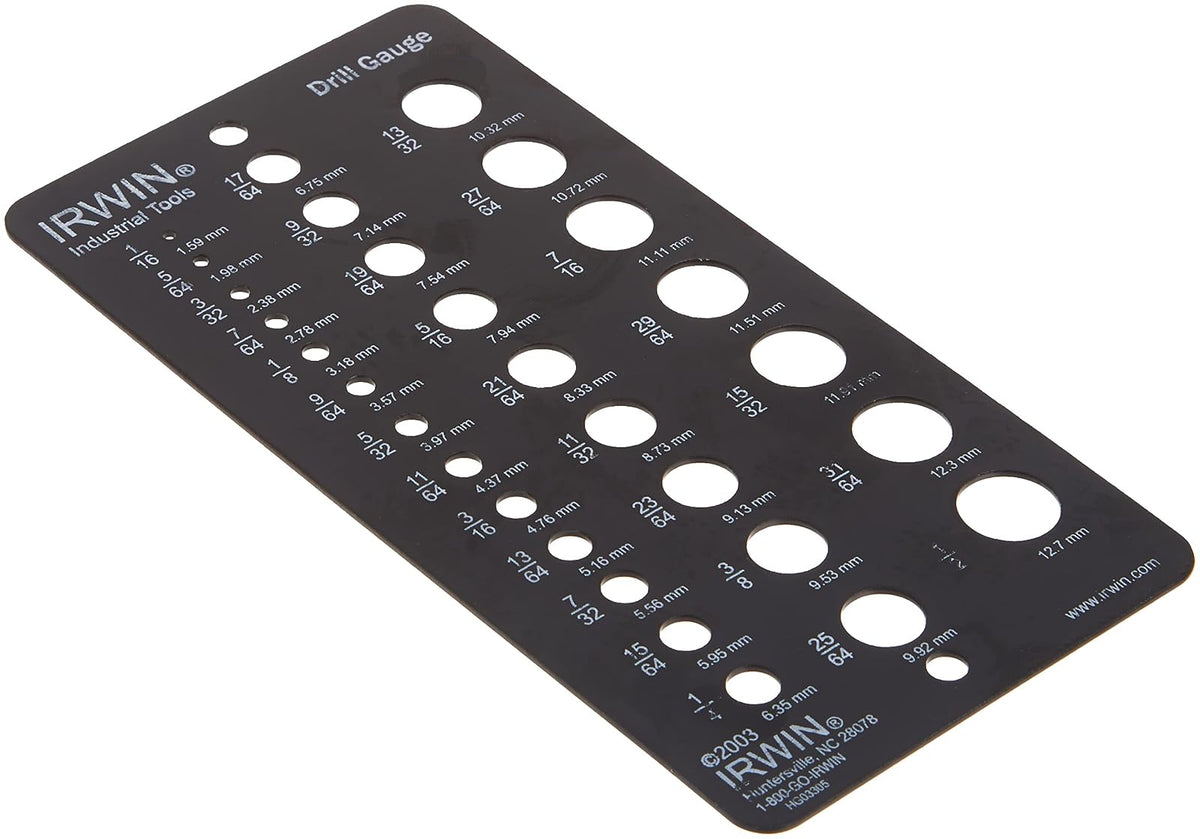IRWIN Calibre de broca de 1/16 a 1/2 pulgadas, 29 agujeros (12092)
