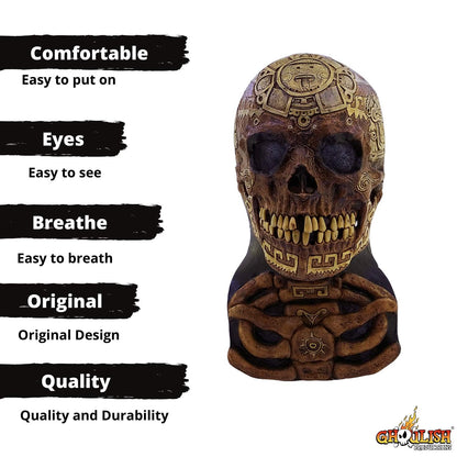 Aztec Skull, Máscara de Momia Calavera Azteca, Máscaras de Calaca Ideal para Disfraz de Halloween y Día de Muertos