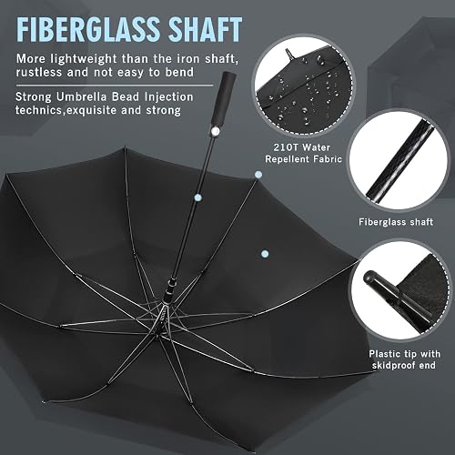 ZOMAKE Paraguas de Golf 54/62/68 Pulgadas, Paraguas Grande Resistente al Viento, Lluvia Gran Tamaño con Doble Toldo para Hombre, Ventilado
