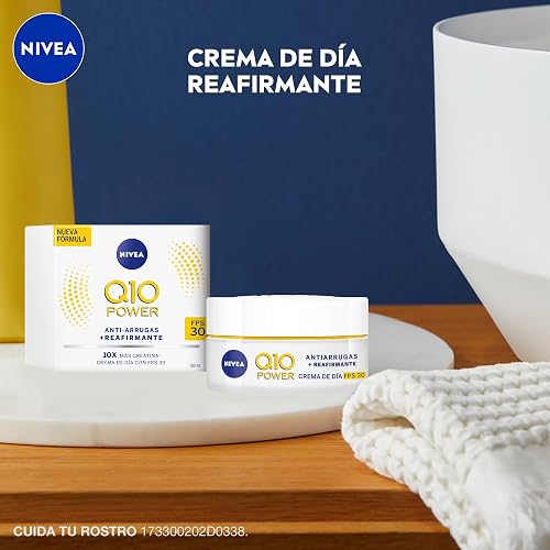 NIVEA Crema Facial Reafirmante Q10 (50 ml), Tratamiento Antiarrugas de Día Fps 30 ayuda a la generación de Colágeno en la piel y reducir las líneas de expresión, Todo Tipo de Piel