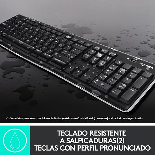Logitech MK270 Combo Teclado Inalámbrico en Español y Mouse, para Windows, 2,4 GHz Inalámbrico, Mouse Compacto, 8 Botones de Acceso Multimedia, Batería de 2 Años, para PC, Laptop - Negro