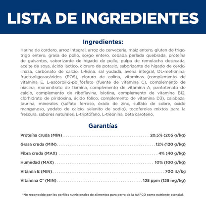 Hill's Science Diet Small Mini Croquetas para Perro Adulto Cordero 2Kg | Croquetas Hill's para perro, cordero real, razas pequeñas, digestión saludable, sistema inmunológico fuerte