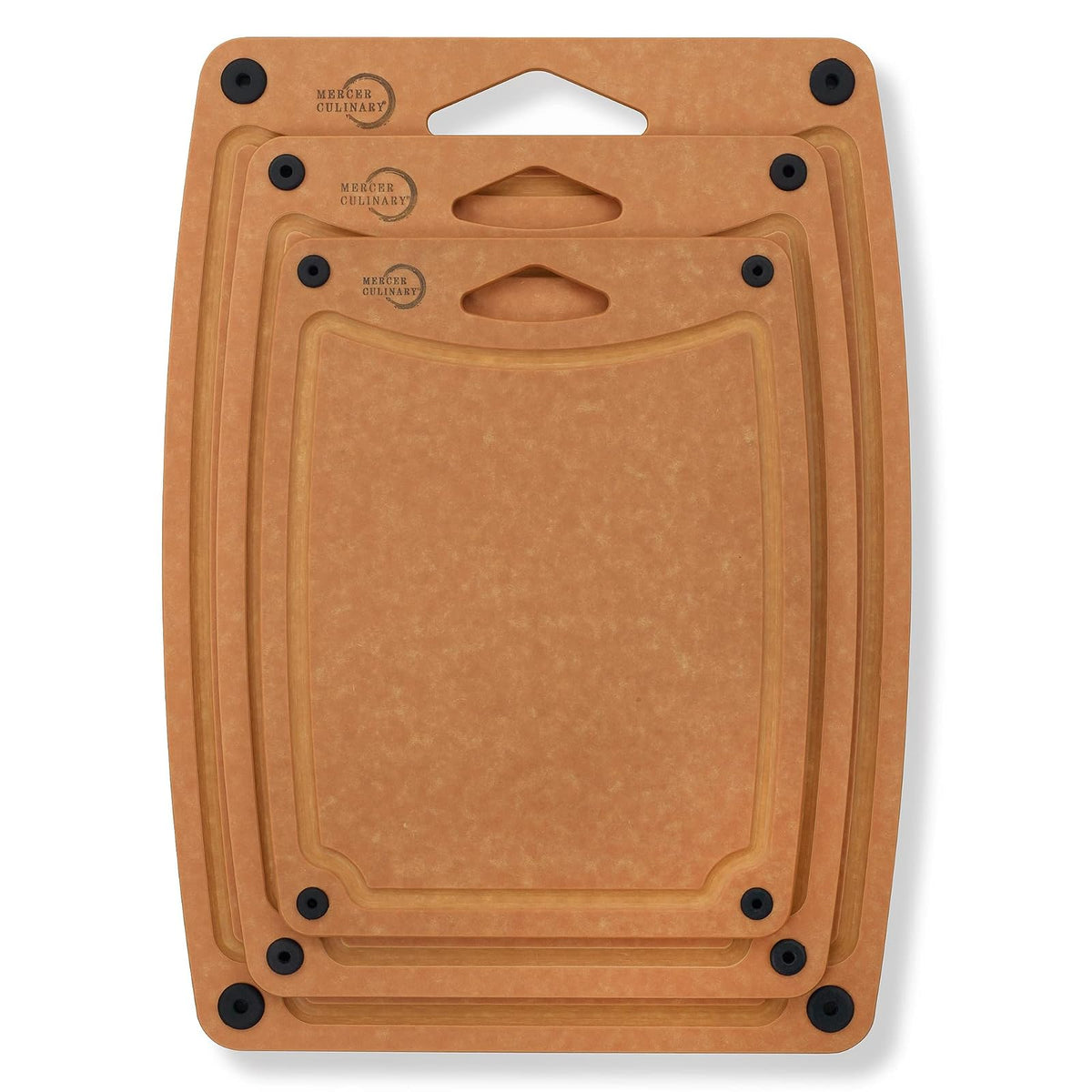 Mercer - Tabla de cortar culinaria compuesta de 14 9/16 pulgadas x 10 13/16 pulgadas, con pies antideslizantes y ranura para jugos, talla M