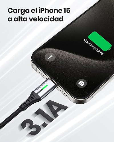INIU Cable USB A a USB C, [0.5m+1m*2+2m*2] QC 3,1A Carga Rapida Cargador | Trenzado de Nailon, Carga de Alta Velocidad, Indicador LED, Transferencia de Datos, pare iPhone 17, Samsung S26, Xiaomi ecc