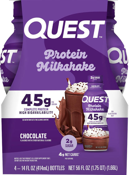 Quest Nutrition Protein Milkshake sabor Chocolate, 45 g de proteína, 2 g de azúcar - 12 Pack de 414 ml