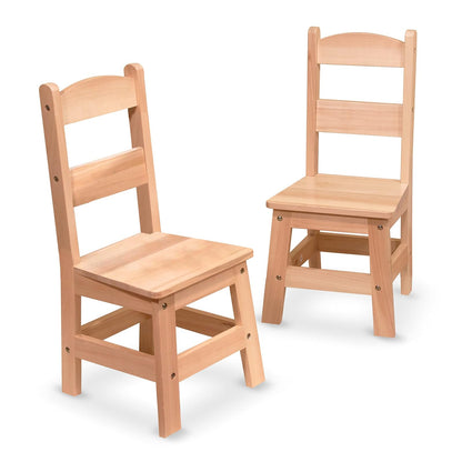 Melissa & Doug Sillas de Madera Sólida, Sillas para Niños, Muebles de un Ligero Acabado para la Habitación de Juegos, Construcción Duradera, 2 Sillas