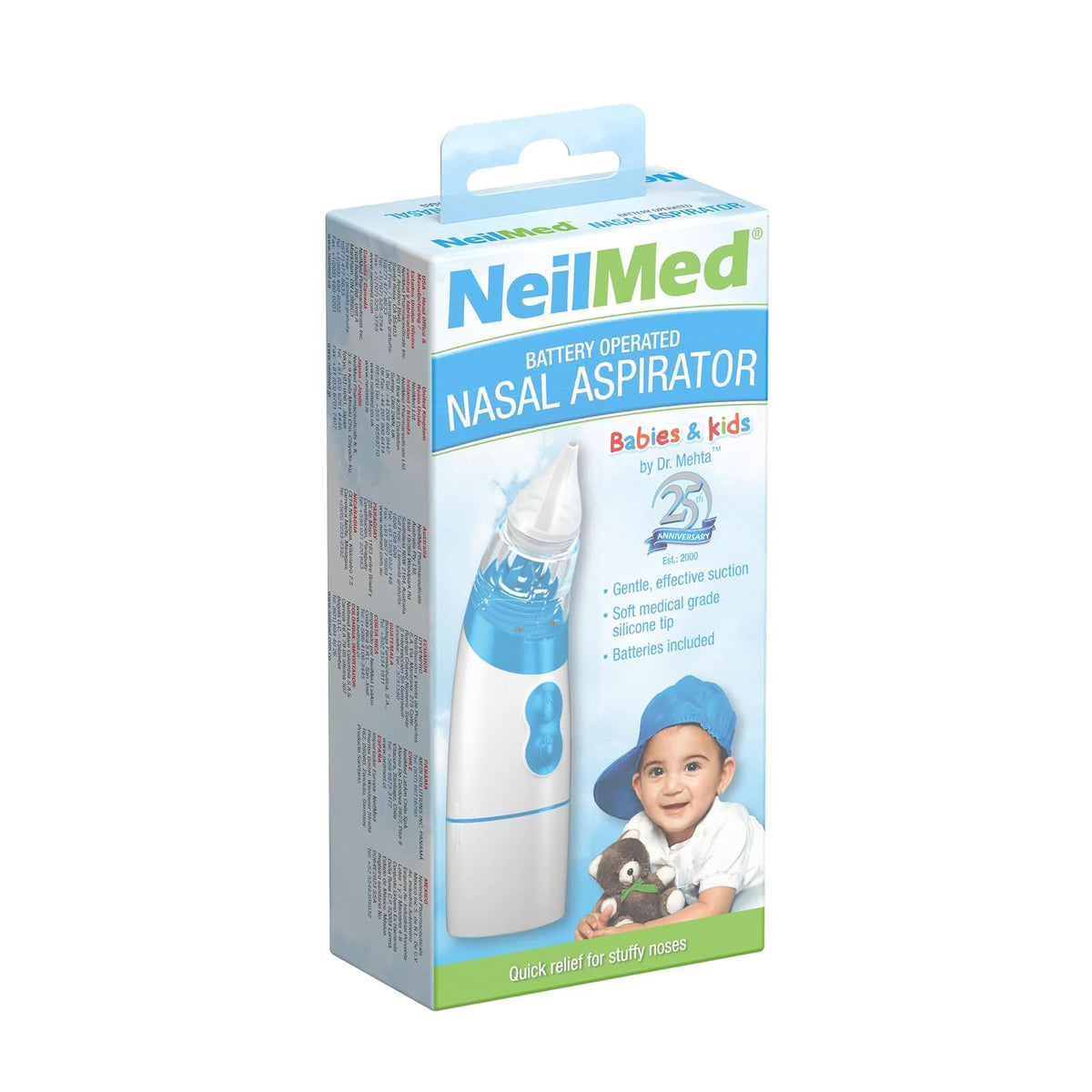 NeilMed Aspirador - Aspirador nasal funciona con pilas para bebés y niños