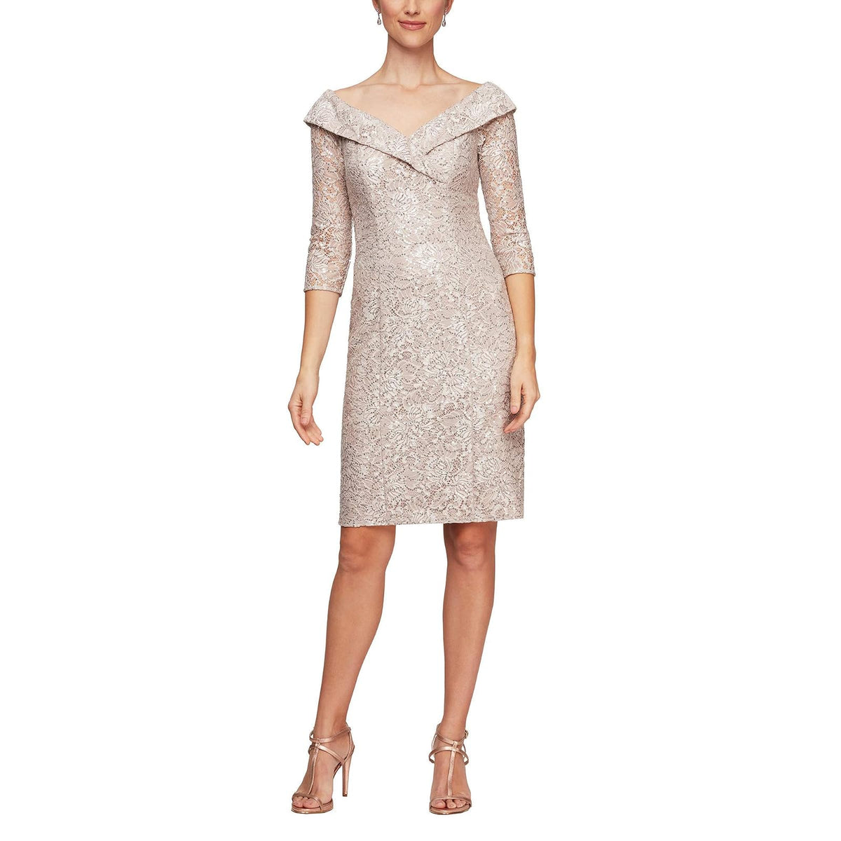 Alex Evenings Vestido Corto de Terciopelo con Hombros Descubiertos (pequeño y Regular) Vestido para ocasión Especial para Mujer