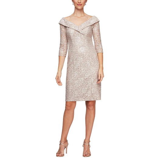 Alex Evenings Vestido Corto de Terciopelo con Hombros Descubiertos (pequeño y Regular) Vestido para ocasión Especial para Mujer