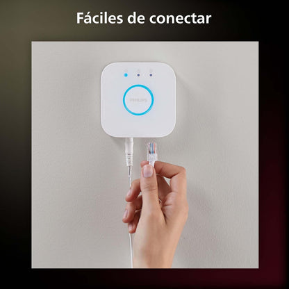 Philips Hue Go Lámpara de mesa (Bluetooth y Zigbee), color blanco + Bridge puente para sistema de iluminación controla con tu voz y conecta hasta 50 luminarios/accesorios inteligentes