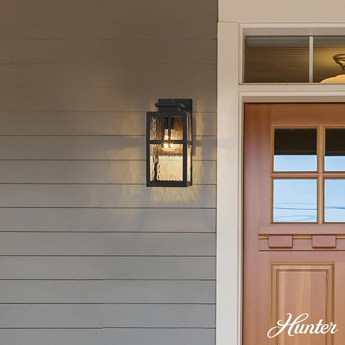 Hunter Fan, Colgante de pared Aspenbrook Negro Mate para Exterior 1 Luz, 14 pulgadas