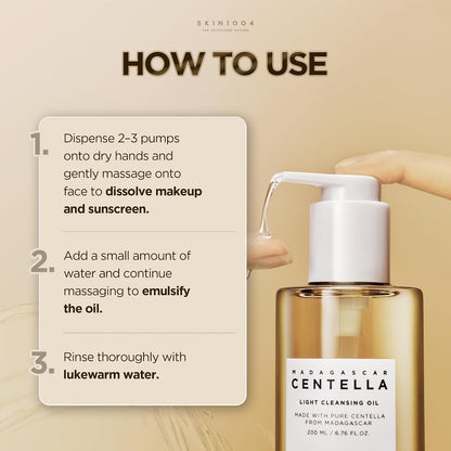 Madagascar Centella Light Cleansing Oil by Skin1004 for Women - 6.76 oz Cleanser