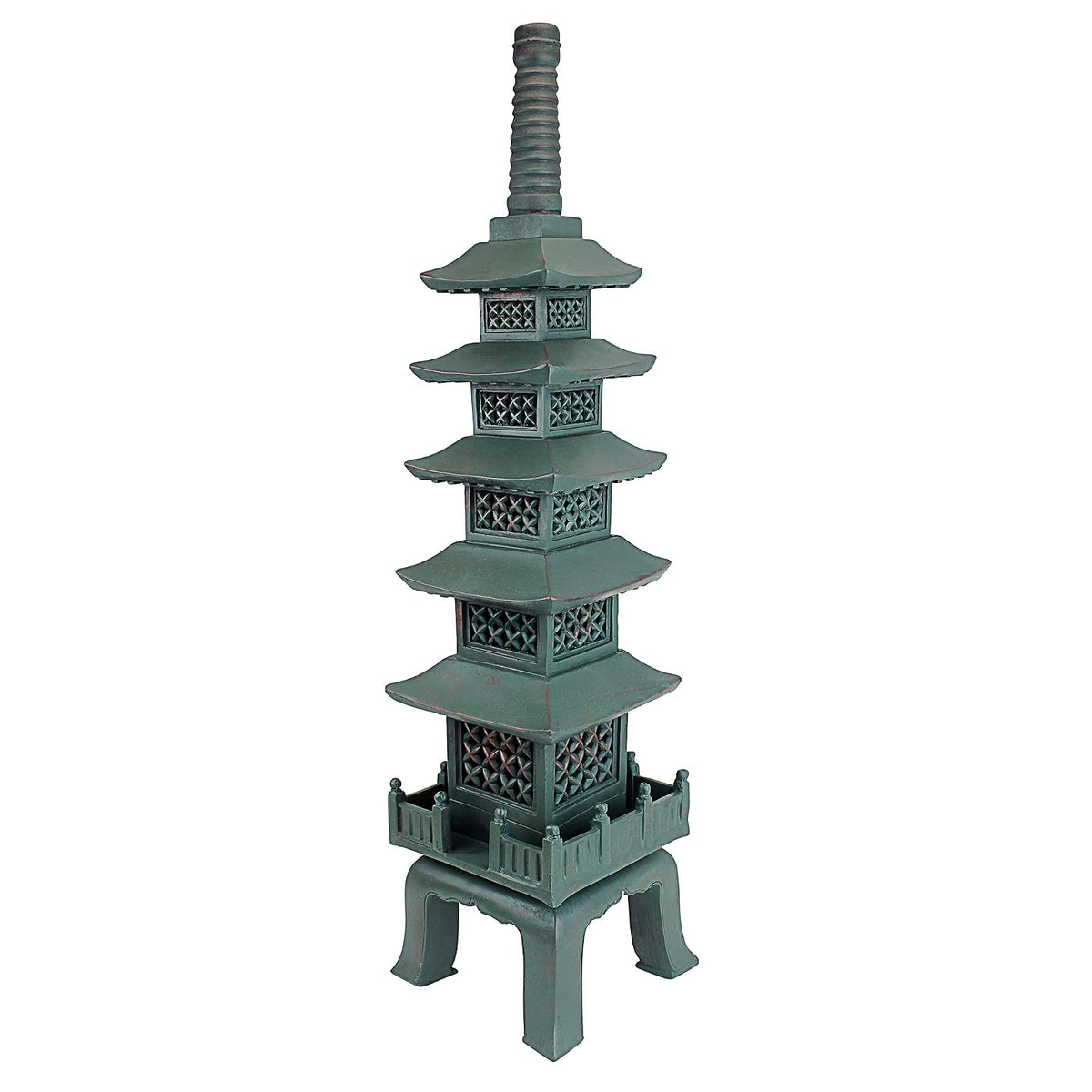 Design Toscano The Nara Temple Pagoda Asian Decor Garden Statue, Large 28 Inch, Polyresin, Verdigris Green Bronze