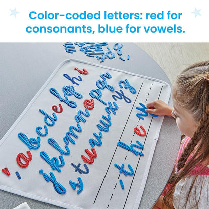 hand2mind Letras cursivas conectadas minúsculas, trazado táctil de letras, práctica de escritura cursiva del alfabeto, actividades de motricidad fina, suministros para educación en casa, manipulativos