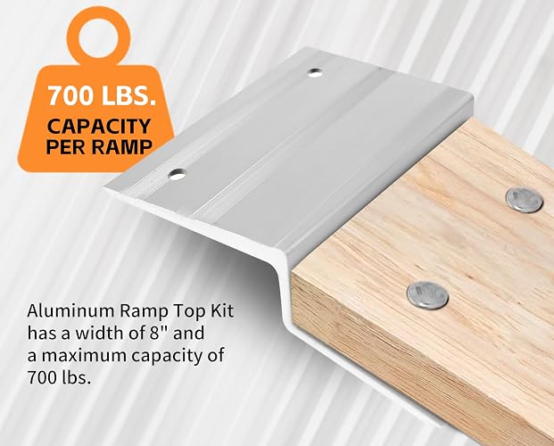 MaxxHaul 50946 Kit de Rampa Superior de Aluminio - Diseñado para Tablas de 2"x8" Pulgadas para Automóvil, Camiones, Remolque, Entrada de Garaje, cobertizo, cortacésped
