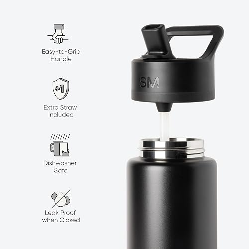 Simple Modern Botella de Agua con Popote | Termo de Acero Inoxidable Aislado para Desportes Gimnasio | Summit Colección | 650ml | Bellini
