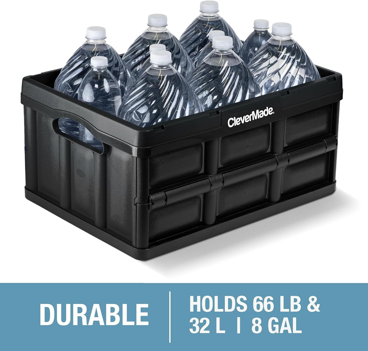 CleverMade - Contenedores plegables de almacenamiento – Paquete de 3 unidades de piedra 32L – Contenedores apilables de gran capacidad – Cajas plegables – Ahorro de espacio para el hogar