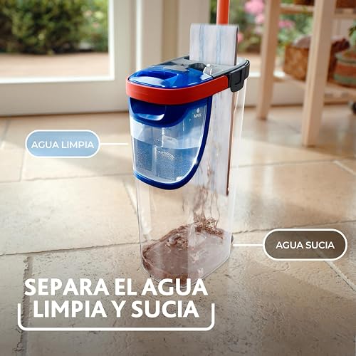 Vileda Sistema de Limpieza H2prO + 1 Repuesto de mop Adicional, Separa el Agua Limpia de la Sucia