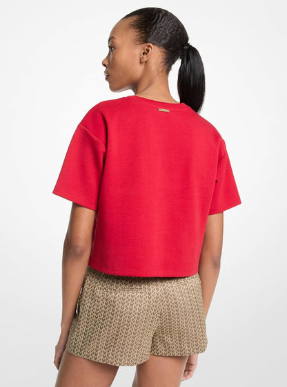 Michael Kors MK - Playera Recortada de Gran tamaño con Logotipo en Relieve para Mujer