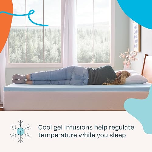 Linenspa - Colchoneta de Memory Foam con Gel - Sobrecolchón Refrescante de 5 cm - Topper para Colchón - Sensación Suave y Acolchada - Alivia Puntos de Presión - Queen