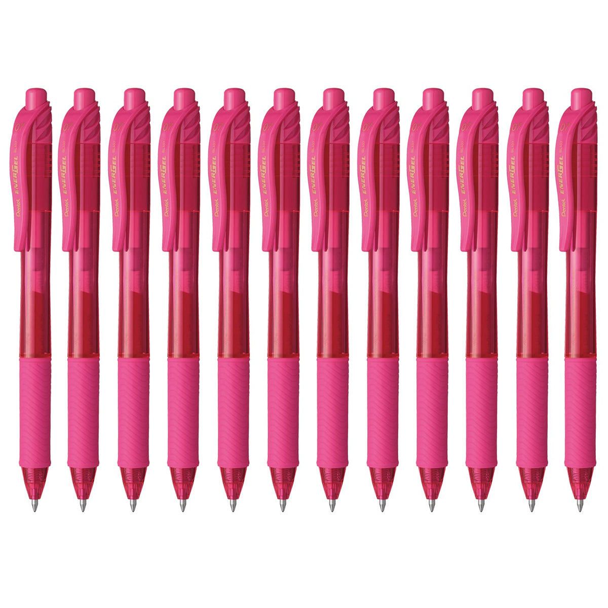 Pentel EnerGel-X Bolígrafo de Gel Punta de Aguja 0.5 mm, Paquete de 8 - 12 Unidad (Paquete de 1) - 0,7 mm - Rosa