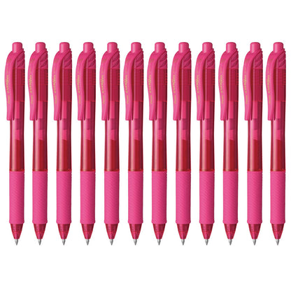 Pentel EnerGel-X Bolígrafo de Gel Punta de Aguja 0.5 mm, Paquete de 8 - 12 Unidad (Paquete de 1) - 0,7 mm - Rosa