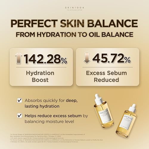 SKIN1004 Madagascar Centella Asiatica Ampoule Suero facial (1.85 onzas) – 100% extracto de Centella Asiática – para calmar la piel sensible y propensa al acné