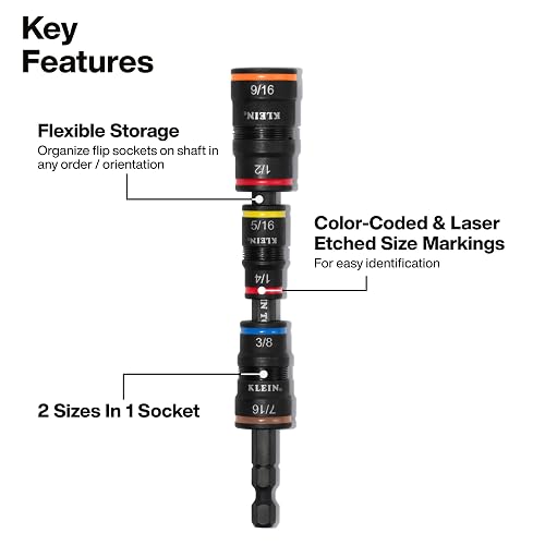 Klein Tools 32303HD Juego de destornilladores de impacto SAE 20 en 1 y herramienta de destornillador con puntas Phillips, ranuradas, cuadradas y Torx