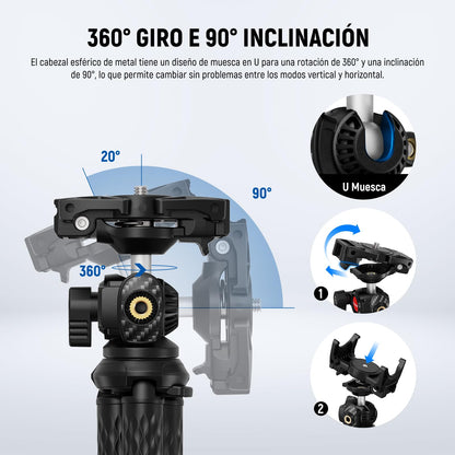 NEEWER Trípode Flexible Teléfono, Pequeño Mini Soporte Escritorio para Cámara con Oculto Phone Holder Adaptador Cámara Acción, Compatible con iPhone GoPro dji Insta360 Samsung para Video Vlogs, TP34