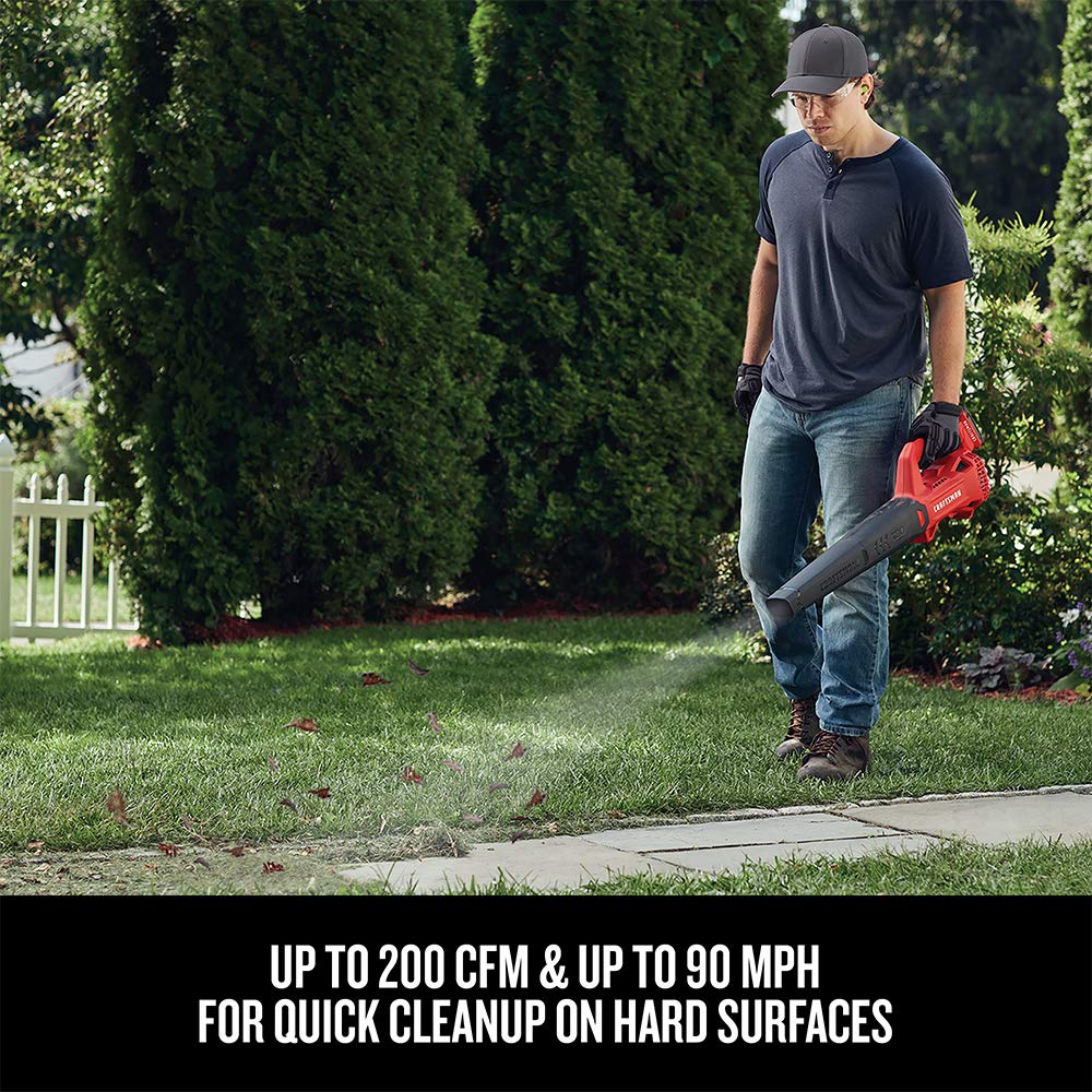 CRAFTSMAN - Soplador de Hojas inalámbrico de 20 V MAX con batería y Cargador, soplador eléctrico de Superficie Dura, Potente hasta 90 mph, Rojo (CMCBL710D1)