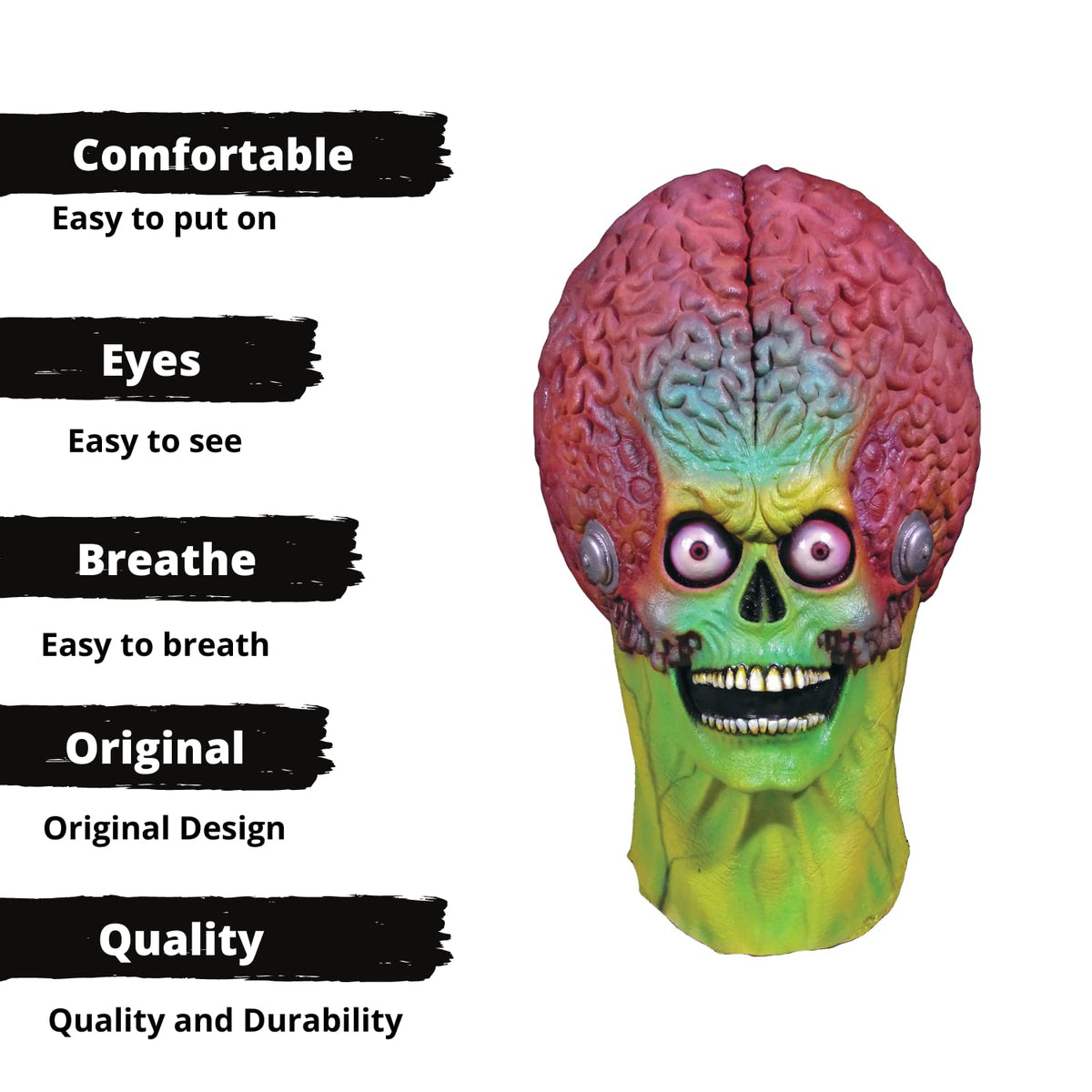 REV Soldier Martian, Máscara Original de Marciano de Killer Clowns From Outer Space, Máscaras de Aliens Asesinos Ideal para Halloween, Fiestas de DIsfraces y Colección