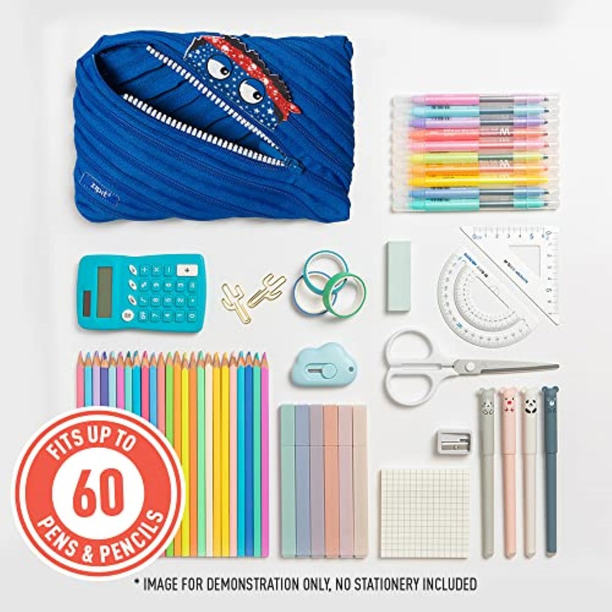 Zipit ZTMJ-AR-ACE 9" x 6" Talking Monstar Jumbo Pencil Case, Blue
