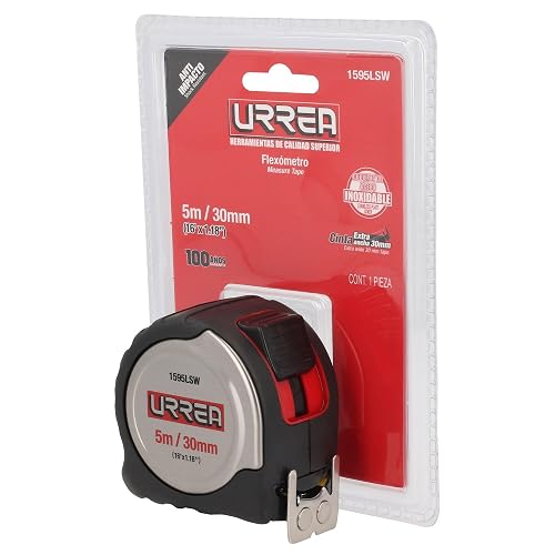 Urrea 1595LSW Flexómetro de Acero Inoxidable, 5 m X 30 mm
