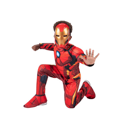 Marvel Iron Man Official Youth Halloween Costume - Premium Quality Padded Jumpsuit with Plastic Mask