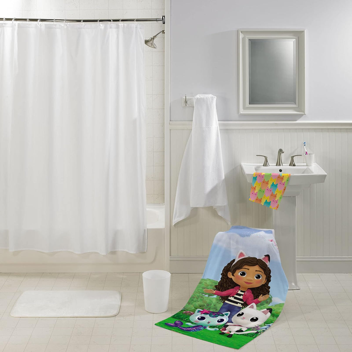 Franco Gabby's Dollhouse, Gabby, Mercat y Pandy - Toalla de Rizo de algodón Suave Absorbente con Toalla, Juego de 2 Piezas, 50 x 25 Pulgadas, (Producto Oficial DreamWorks)