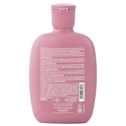 Alfaparf Milano Semi Di Lino Champú hidratante sin sulfato nutritivo para cabello seco – sin SLS, parabenos y parafina – seguro en cabello tratado con color – Calidad de salón profesional, 249 ml