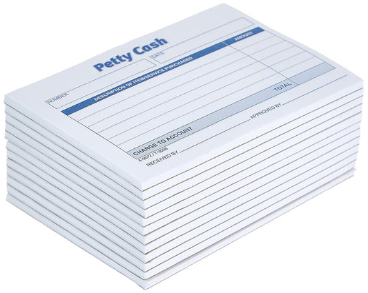 Adams Petty Cash Almohadilla Sin Carbono 9672ABF | 1 Parte, 5 x 3.5 In, 50 Copias Por Bloque, Recibos De Alquiler, Paquete De 12